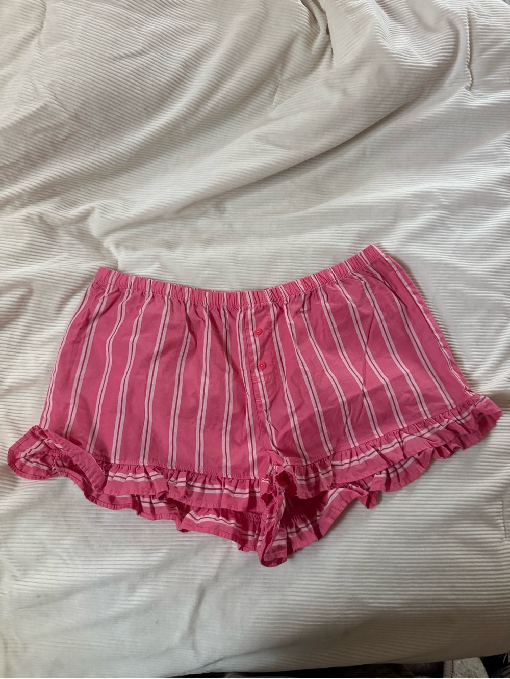 Victoria Secret Pink Striped Ruffle Hem Women’s Shorts